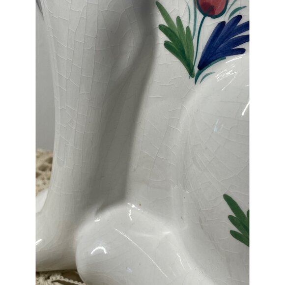 Vintage ELPA Alcobaca Portugal White Ceramic Cat Blue Glass Eyes - Picture 11 of 14